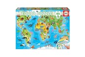 Puzzle - Educa 150 World Map Animals 3D Puzzle - 018115