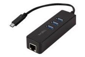 USB-Hubs - LogiLink USB 3.2 Gen 1 USB-C adapter to 1x RJ45 and 3x USB 3.0 USB-Hubs - 3 - Schwarz - UA0283
