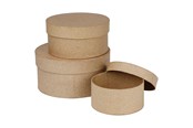 Kunst & Handwerk Ausstattung - Creativ Company Round Boxes Papier-mache 3pcs. - 263700