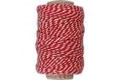 Garn & Zubehör - Creativ Company Cotton cord Red/white 50m - 50332
