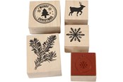 Kunst & Handwerk Ausstattung - Creativ Company Wooden Stamp Set Christmas 5pcs. - 27573