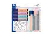 Hobby-Zubehör - Staedtler Pastel set with 4 textsurfer classic 4 Triplus fineliners 4 Triplus color markers and stickers for coloring - 61 SBK1 PA
