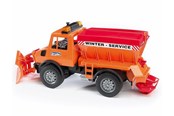 Spielzeugauto - Bruder MB Unimog winter service with snow plough - BR2572