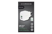 Handys - Adapter und Ladegeräte - Vivanco 2xUSB Home Charger 3.4A (2.4A+1A) White - 37563
