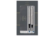 Utensilien zum Schreiben und Zeichnen - Parker IM Duo-Geschenkset mit Kugelschreiber und Füller | Zierteile aus Edelstahl und Chrom | Nachfüllmine und -patrone mit blauer Tinte | Geschenkbox - 2183058
