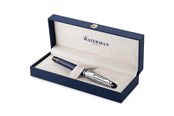 Utensilien zum Schreiben und Zeichnen - Waterman Expert Füller | Metall und blaue Lackierung | ziselierte Kappe | mittlere Feder aus Edelstahl | blaue Tinte | Geschenkbox | - 2166428