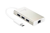 USB-Hubs - j5create 3-Port USB Hub (with Ethernet) USB-Hubs - USB 3.0 - 3 - silber - JCH471-N
