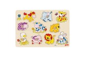 Puzzle - Goki Wooden Stud Puzzle Animals Baby Holz - 57838