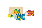Puzzle - Goki Wooden 3-layer Puzzle Vis Holz - 57897