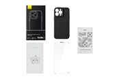 Handys - Cover & Cases - Baseus Case Synthetic Fiber Series for iPhone 14 Pro (black)+ tempered glass + cleaning kit - ARQW000101