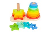 Baby Spielzeug - Small Foot - Wooden Stacking Tower Rainbow Circle and Star 19dlg. - 11720