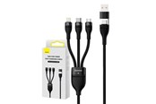 USB Kabel - Baseus 3in1 USB cable Flash Series 2 USB-C + micro USB + Lightning 100W 1.2m (black) - CASS030101