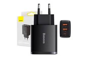 Handys - Adapter und Ladegeräte - Baseus Compact Quick Charger 2 × USB-A + USB-C PD 3 A 30 W - Black - CCXJ-E01