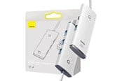 USB-Hubs - Baseus Hub 4in1 Lite Series USB-C to 4x USB 3.0 + USB-C 2m (White) USB-Hubs - USB 3.0 - 4 - Weiß - WKQX030502