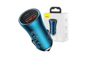 Handys - Adapter und Ladegeräte - Baseus Golden Contactor Max car charger USB + USB-C 60W (blue) - CGJM000103