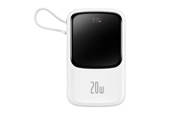Powerbank (Akku) - Baseus Qpow Digital Display Power Bank with Fast Charging 10000mAh 20W QC/PD/SCP/FCP with Built-in Lightning Cable White - 10000 mAh - PPQD060002