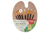 Kunst & Handwerk Ausstattung - Nassau Wooden palette with 4 flat and 4 round brushes - K-AR0822/GE