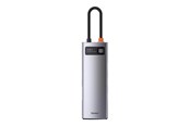 USB-Hubs - Baseus Hub 8in1 Metal Gleam Series USB-C to 3x USB 3.0 + HDMI + USB-C PD + Ethernet RJ45 + microSD/SD USB-Hubs - USB 3.0 - 7 - Grau - CAHUB-CV0G
