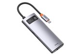 USB-Hubs - Baseus Hub 6in1 Metal Gleam Series USB-C to 3x USB 3.0 + HDMI + USB-C PD + Ethernet RJ45 USB-Hubs - USB 3.0 - 6 - Grau - CAHUB-CW0G