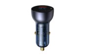 Handys - Adapter und Ladegeräte - Baseus Dual Quick Charger Car Charger Particular Digital Display QC+PPS 65W (grey) - CCKX-C0G