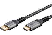Display Kabel - Pro Displayport 1.2 - HDMI 2.0 Sleeved - 1m - Schwarz - DP1.2HDMI20BB1