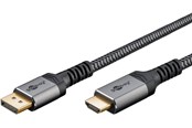 Display Kabel - Pro Displayport 1.2 - HDMI 2.0 Sleeved - 2m - Schwarz - DP1.2HDMI20BB2