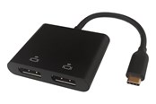 USB-Hubs - Deltaco USB-C MST HUB 2x 4K/60Hz DP x 2 black 0.1m USB-Hubs - 4 - Schwarz - USBC-2DP