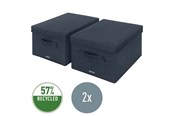 Archivierung und Aufbewahrung - Leitz Aufbewahrungsbox aus Stoff mit Deckel mittel, Samtgrau, 2er-Pack - 61440089