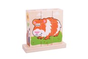 Baby Spielzeug - Bigjigs Wooden Block Puzzle Pets 10pcs. - BB104