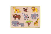 Puzzle - Bigjigs Wooden Stud Puzzle Safari 9 pieces. Holz - BJ258
