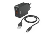 Handys - Adapter und Ladegeräte - Hama Charger 220V with USB-C Cable Qualcomm 19.5W Black - 00201625