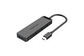 USB-Hubs - Vention Hub 5in1 with 4 Ports USB 3.0 and USB-C cable 0.15m Black USB-Hubs - USB 3.0 - 4 - Schwarz - TGKBB