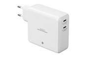 Handys - Adapter und Ladegeräte - Deltaco USB-C GaN Wall Charger 60W w/ Built-in Powerbank | 9600 mAh | 2x USB-C | PPS | White - PB-Q1004