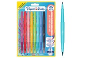 Utensilien zum Schreiben und Zeichnen - Paper Mate Flair-Filzstifte mit ZWEI Spitzen | Brush-Spitze und mittlere Spitze (0,7 mm) | Farbstifte mit zwei Spitzen | verschiedene Farben | 8 Stück - 2199386