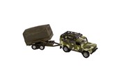 Spielzeugauto - Kids Globe Die-cast Land Rover With Army Trailer 27cm - 520027
