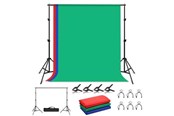 Kameras und Objektivzubehör - Puluz Photo studio background support  2x2m + Backdrops 3 pcs - PKT5204