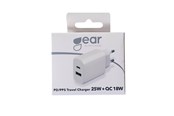 Handys - Adapter und Ladegeräte - GEAR Charger 220V 1xUSB-C + 1xUSB-A PD/PPS 25W + 18W QC White - 665118