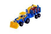 Spiele im Freien - Cavallino Toys Cavallino Junior Tractor with Crane Trailer and Wood 46cm - 3017WD01