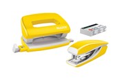 Schreibtischzubehör - Leitz NeXXt WOW Set Mini-Heftgerät und -Locher Gelb - 55612016