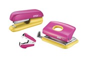 Schreibtischzubehör - Rapid Mini Heftgerät F5 und Locher Set Pink/Gelb - 5000371