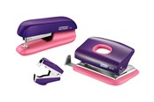 Schreibtischzubehör - Rapid Mini Heftgerät F5 und Locher Set Violett/Apricot - 5000372
