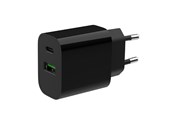 Handys - Adapter und Ladegeräte - Gembird Universal GaN USB charger QC 3.0 & PD 20W 2-port - Black - TA-UC-PDQC20-01-BK