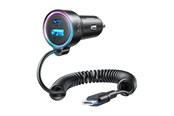 Handys - Adapter und Ladegeräte - Joyroom Car charger  JR-CL07 3-in-1 1x USB + 1x PD 55W + Type-C cable (black) - JR-CL07