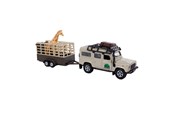 Spielzeugauto - Kids Globe Die-cast Land Rover with Giraffe trailer 29cm - 521723