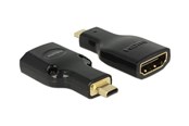 Display Kabel - DeLOCK Adapter High Speed HDMI with Ethernet – HDMI Micro-D male > HDMI-A female 4K black - 65664