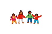 Puppen & Zubehör - Goki Wooden Dollhouse Dolls Flexible Modern Family 4pcs. - 51495
