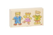 Puzzle - Goki Wooden Dress Up Puzzle Bears in Wooden Box 36 pcs. Holz - 57811