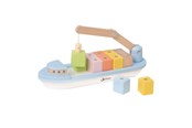 Baby Spielzeug - Classic World Wooden Block Boat with Crane 13 pcs - 20186