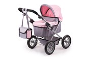 Puppen & Zubehör - Bayer Design Dolls Pram Trendy - Gray/Pink (13008AA) - 13008AA