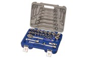 Handwerkzeuge - VAERK Socket wrench set 1/2" 33 parts 8-19mm ring spanners 8-32mm 1/2" sockets 1/2" ratchet wrench 1/2" extension 125+250mm 1/2" cardan joint 1/2" slide - 129-33W-4